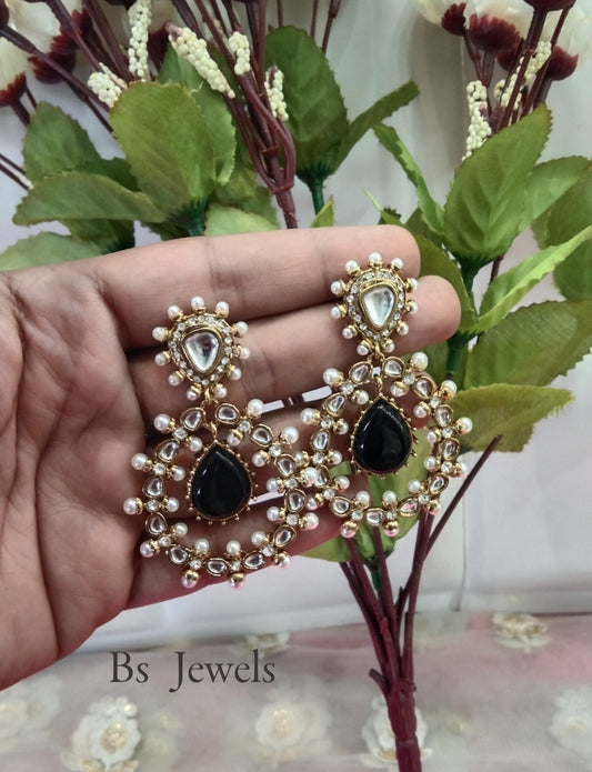 Black Kundan Hiral Bollywood Earrings