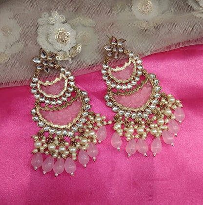 Pink Kundan Velli Bollywood Earrings