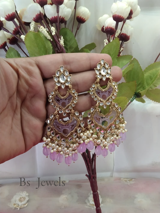 Lavender Kundan Velli Bollywood Earrings