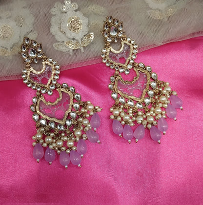 Lavender Kundan Velli Bollywood Earrings
