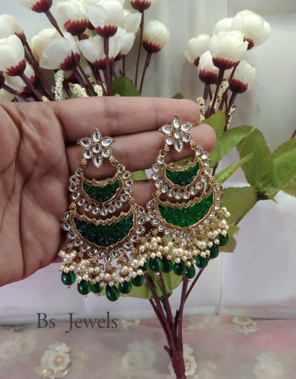Green Kundan Velli Bollywood Earrings