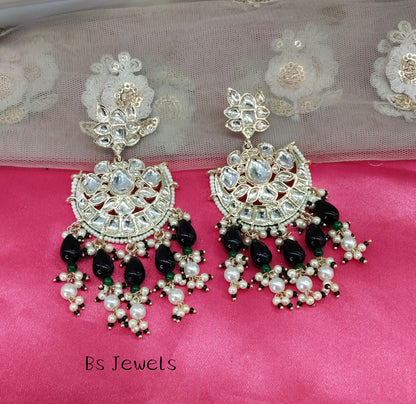 Black Kundan  Refresh Bollywood Earrings