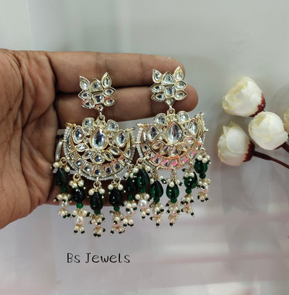 Green Kundan  Refresh Bollywood Earrings