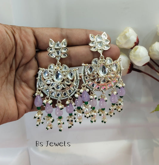 Lavender Kundan  Refresh Bollywood Earrings