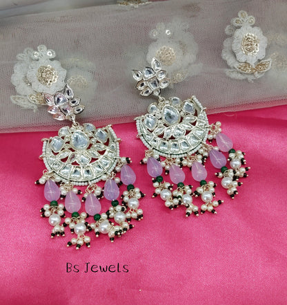 Lavender Kundan  Refresh Bollywood Earrings