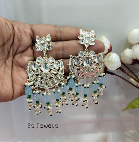 Sky Blue Kundan Refresh Bollywood Earrings