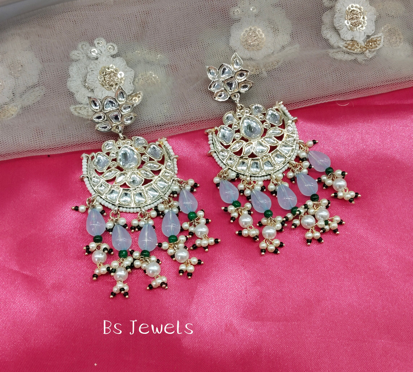 Sky Blue Kundan Refresh Bollywood Earrings