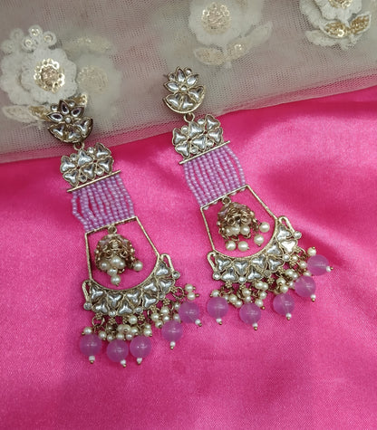 Lavender Kundan Geetika Bollywood Earrings