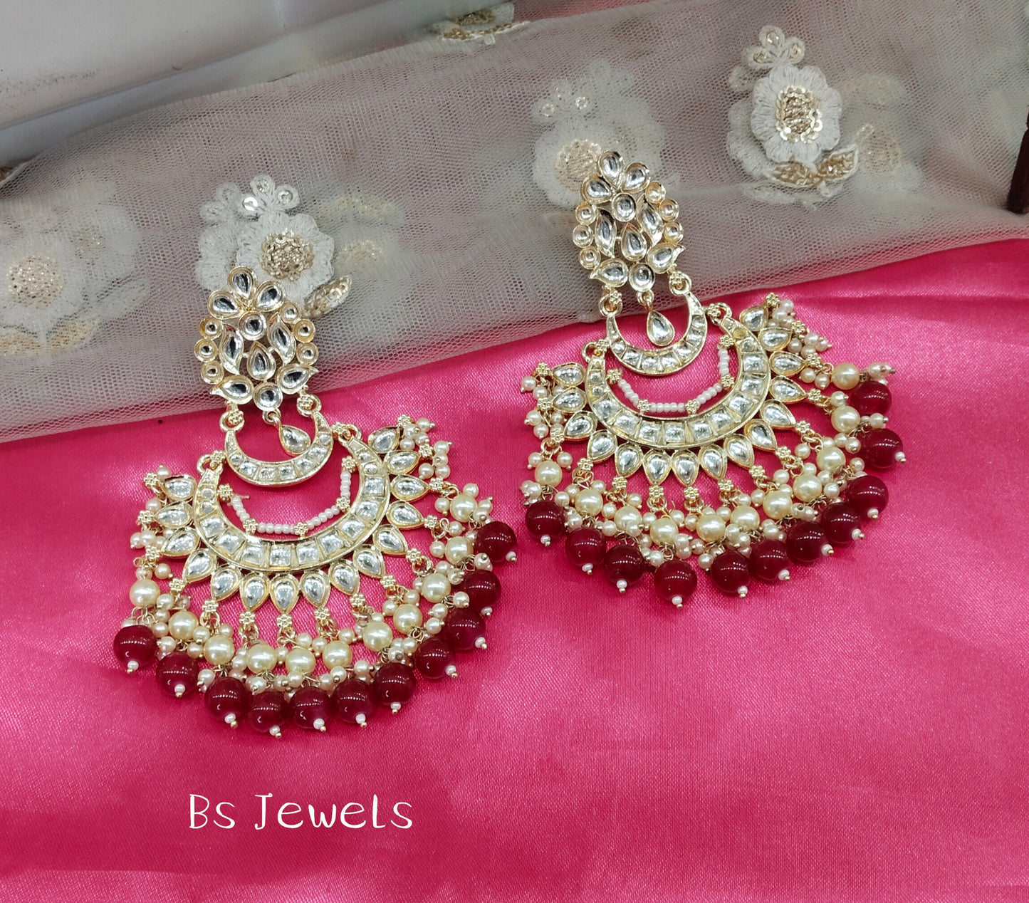 Ruby Kundan Reading Bollywood Earrings