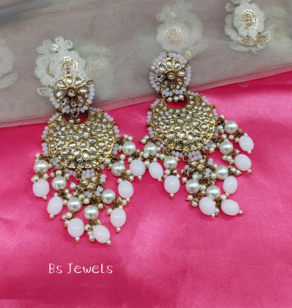 Pink Kundan Amtee Bollywood Earrings