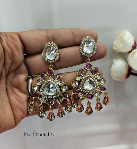 Purple Kundan Sital Bollywood Earrings