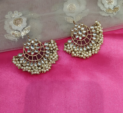 Maroon Kundan Summer Bollywood Earrings