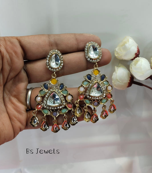 Multi Color Kundan Sital Bollywood Earrings