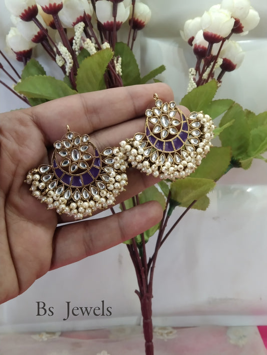 Lavender Kundan Summer Bollywood Earrings