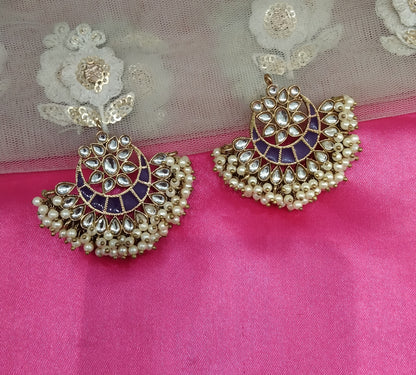 Lavender Kundan Summer Bollywood Earrings