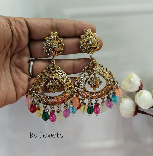 Multi Color Jadau Aarohi Bollywood Earrings
