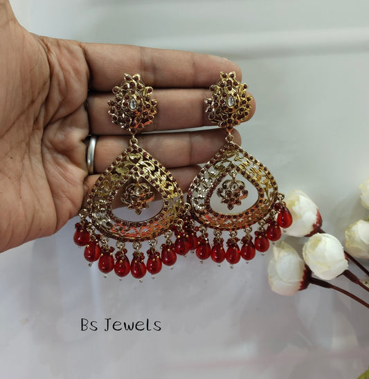 Maroon Jadau Aarohi Bollywood Earrings