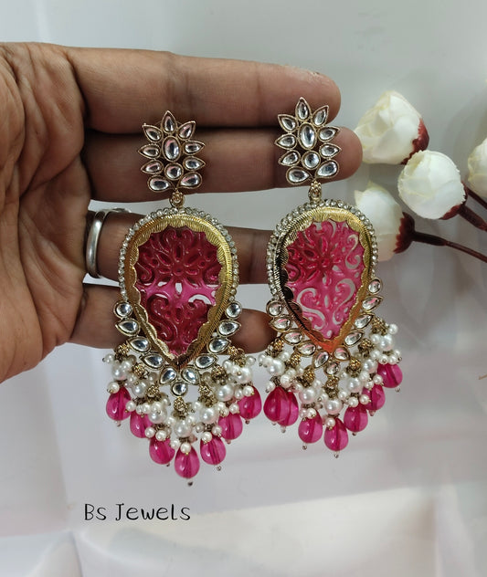 Purple Kundan Charui Bollywood Earrings