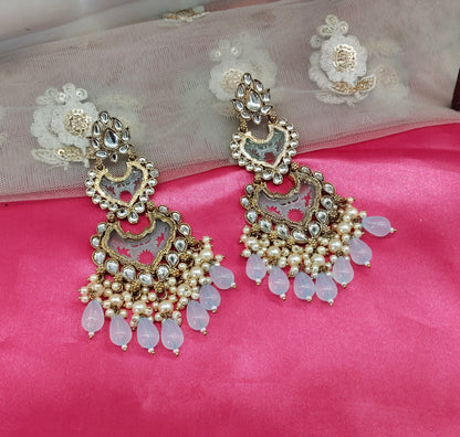 Sky Blue Kundan Charui Bollywood Earrings