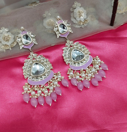 Lavender  Kundan Sozlone Bollywood Earrings