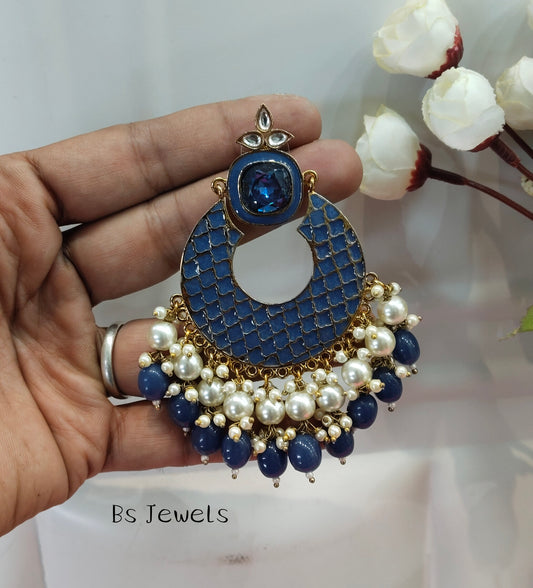 Blue Meenakari Desire Bollywood Earrings