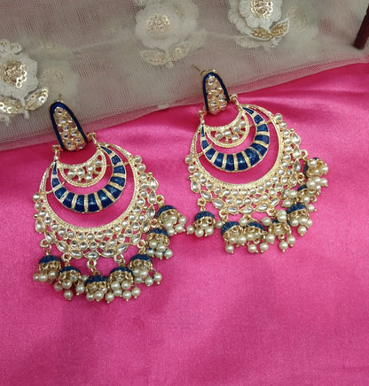 Blue Kundan Sia Bollywood Earrings