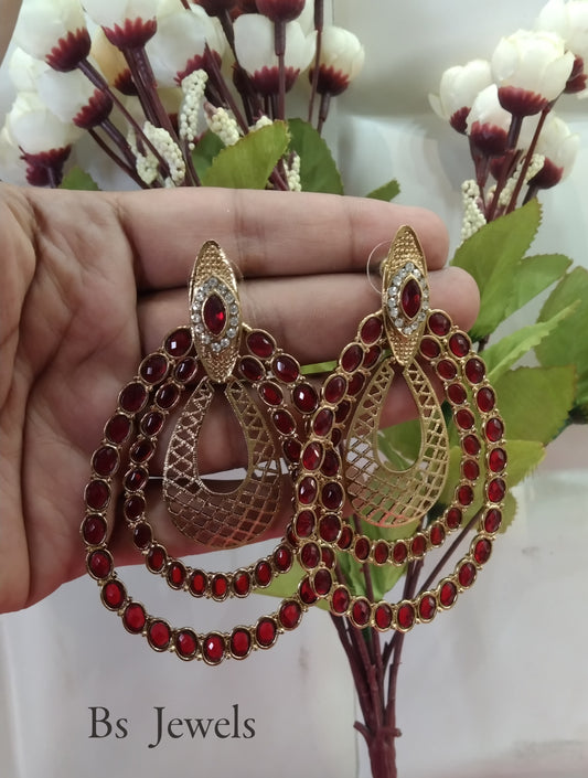 Antique Maroon Meet Bollywood Earrings