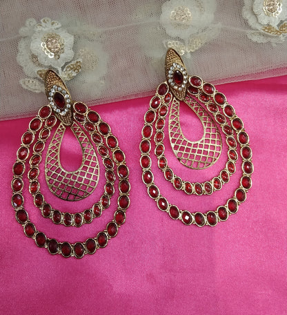 Antique Maroon Meet Bollywood Earrings