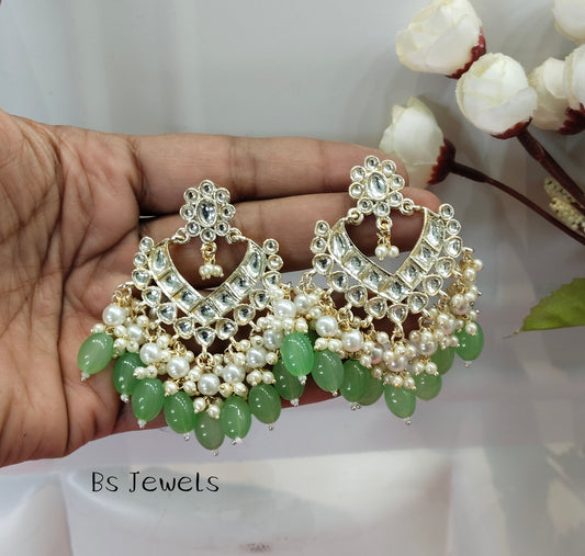 Pista Kundan Learn Bollywood Earrings