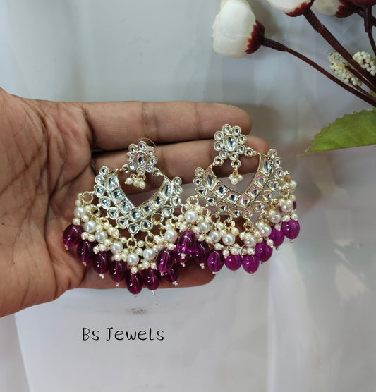 Purple Kundan Learn Bollywood Earrings