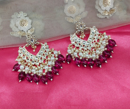 Purple Kundan Learn Bollywood Earrings