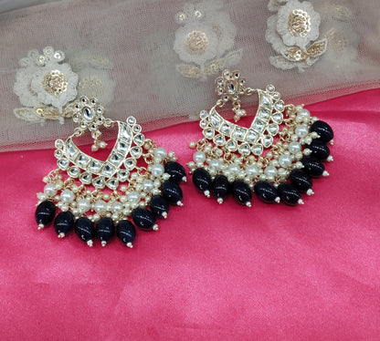 Blue Kundan Learn Bollywood Earrings