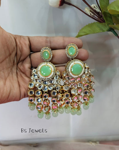 Pista Kundan Visit Bollywood Earrings