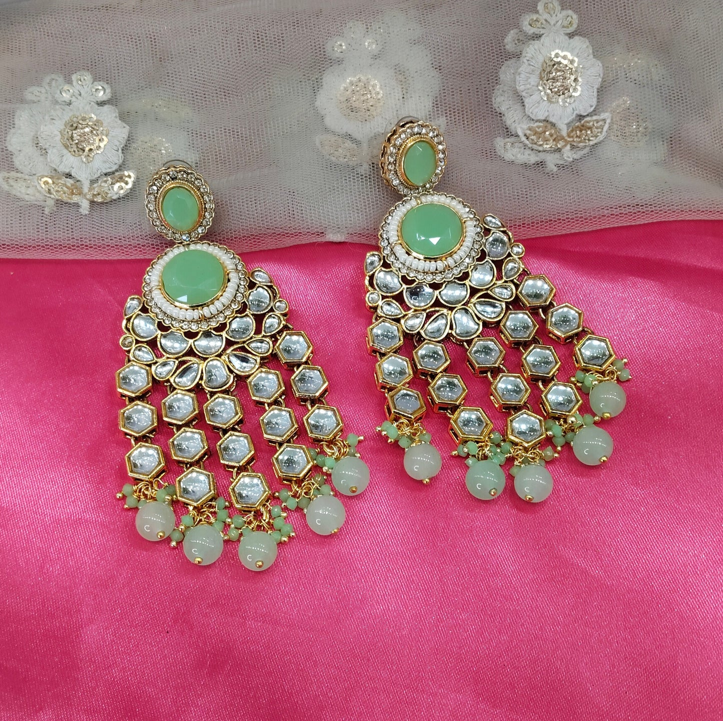 Pista Kundan Visit Bollywood Earrings