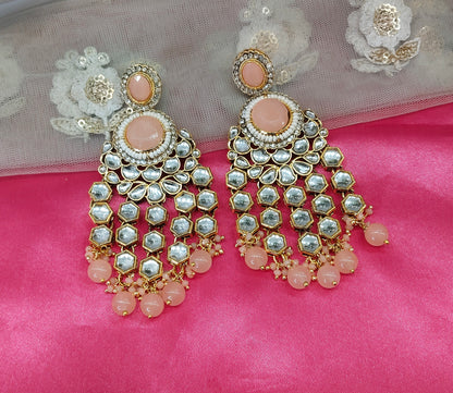 Peach Kundan Visit Bollywood Earrings