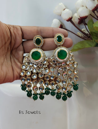 Green Kundan Visit Bollywood Earrings
