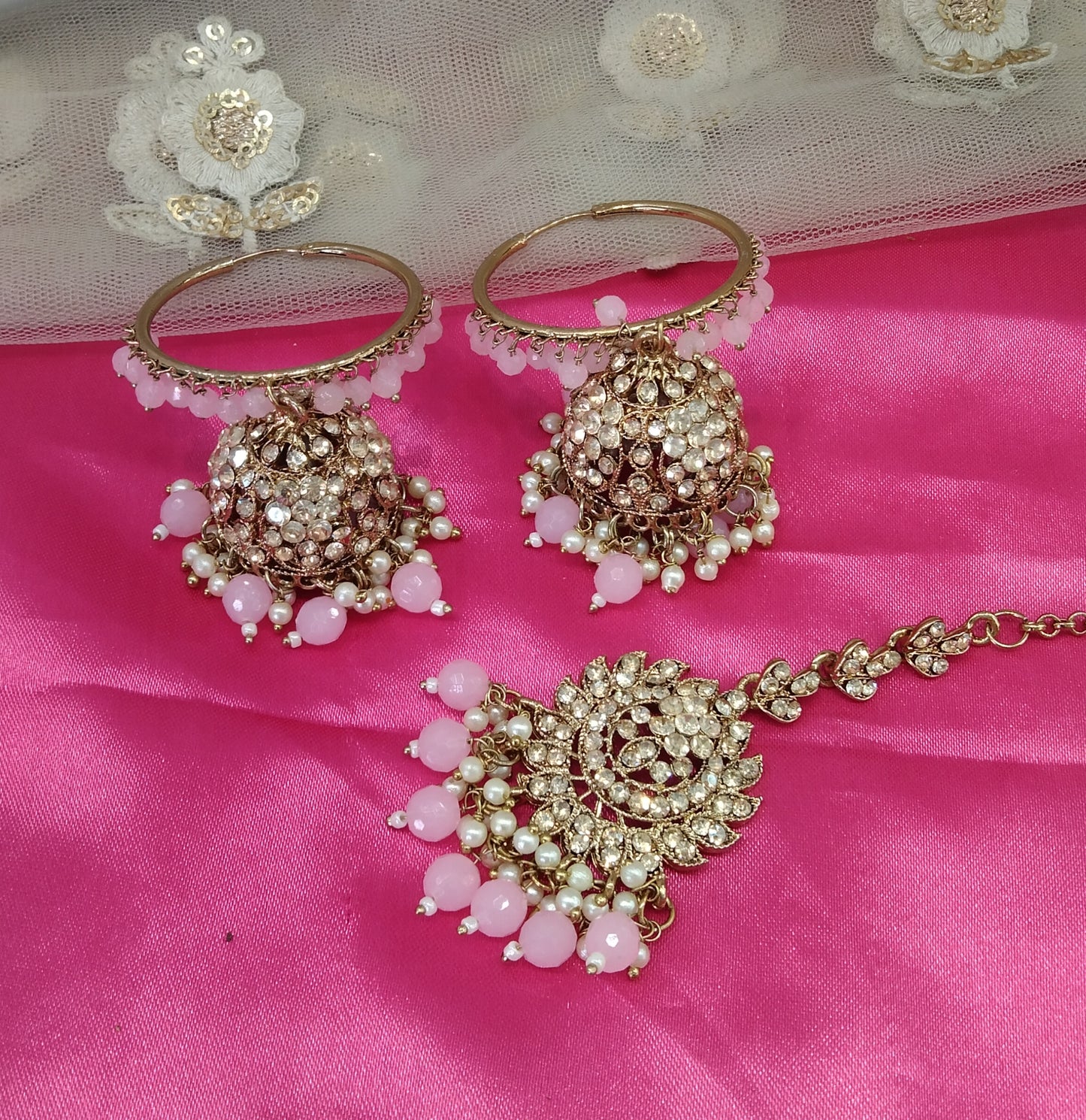 Pink Bali Jhumka Arsh Bollywood Earrings