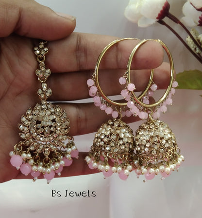 Pink Bali Jhumka Arsh Bollywood Earrings