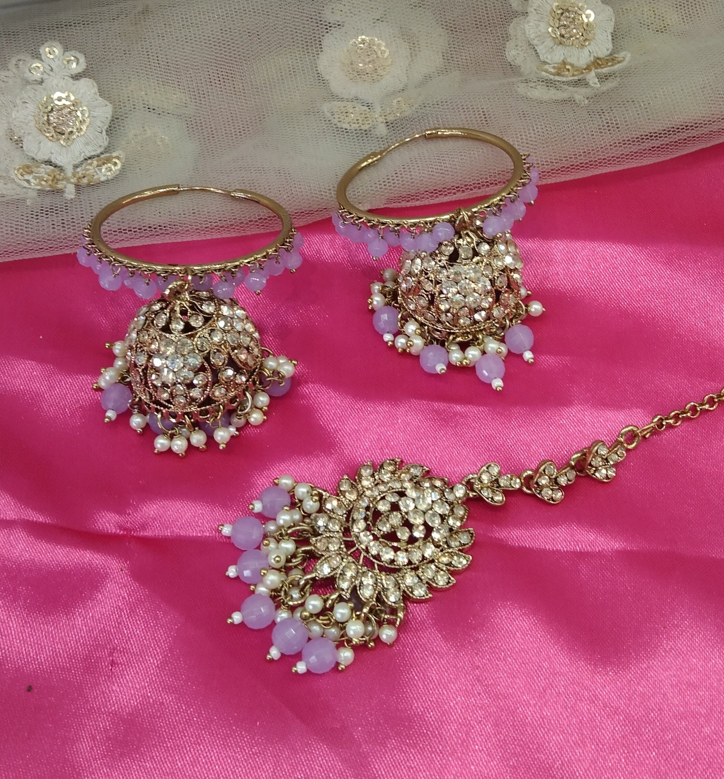 Lavender Bali Jhumka Arsh Bollywood Earrings