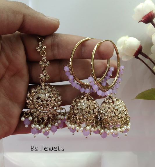 Lavender Bali Jhumka Arsh Bollywood Earrings