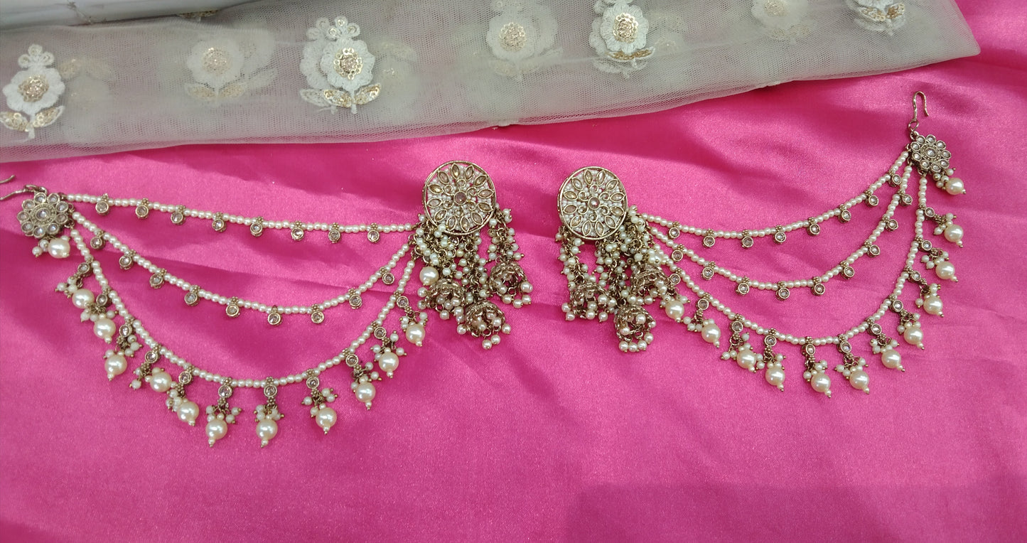 Antique Gold Bahubali Style Veer Bollywood Earrings