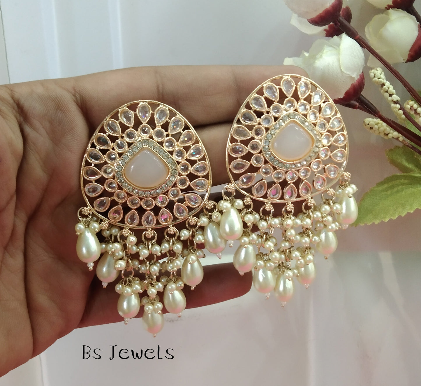 Rose Gold Saint Bollywood Earrings