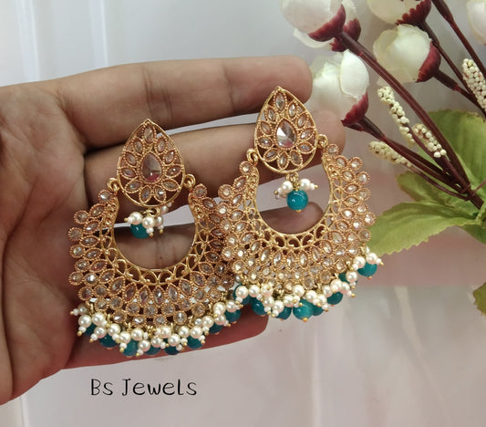 Firoja Champagne Gold Shop Bollywood Earrings