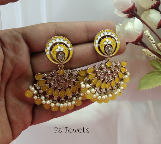 Yellow Veni Bollywood Earrings
