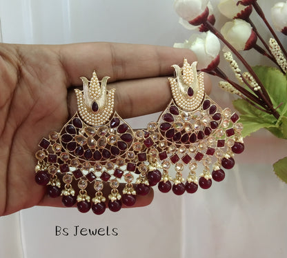 Maroon Situ Bollywood Earrings