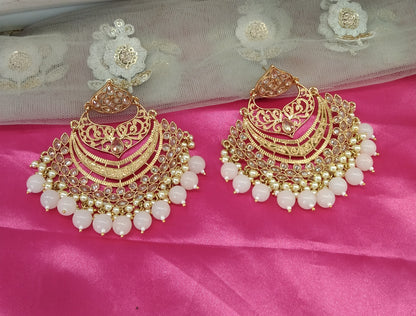 Pink Champagne Gold Situ Bollywood Earrings