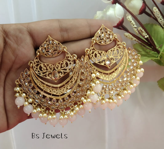 Pink Champagne Gold Situ Bollywood Earrings
