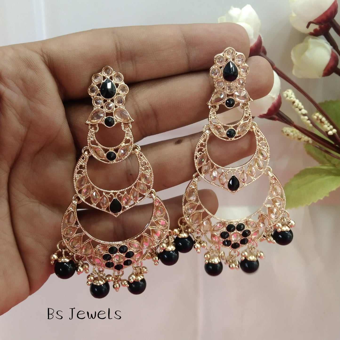 Black Moon Bollywood Earrings
