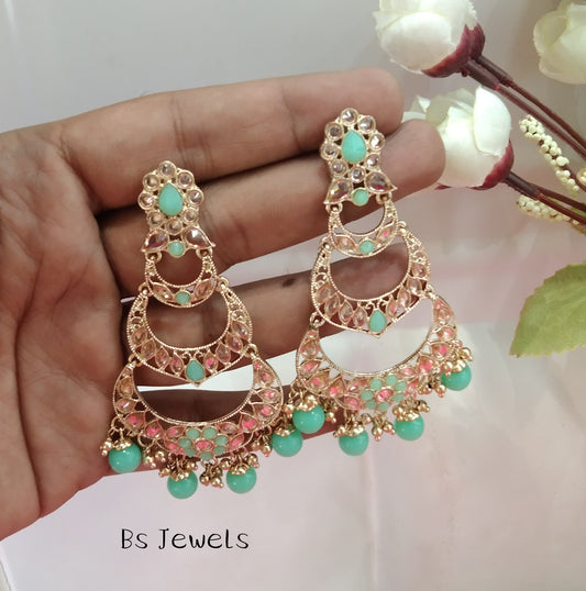 Mint Moon Bollywood Earrings