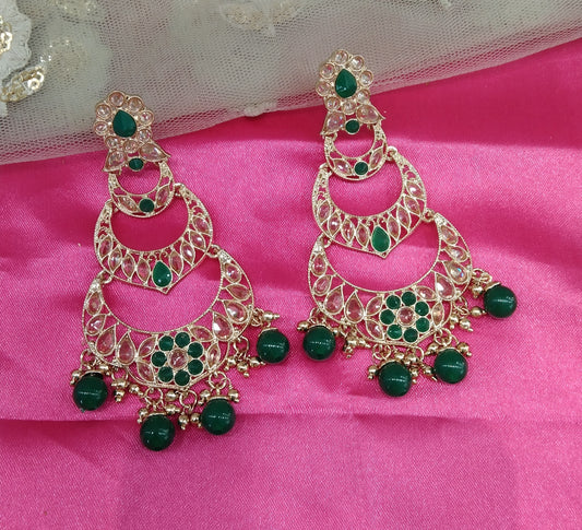 Green Moon Bollywood Earrings